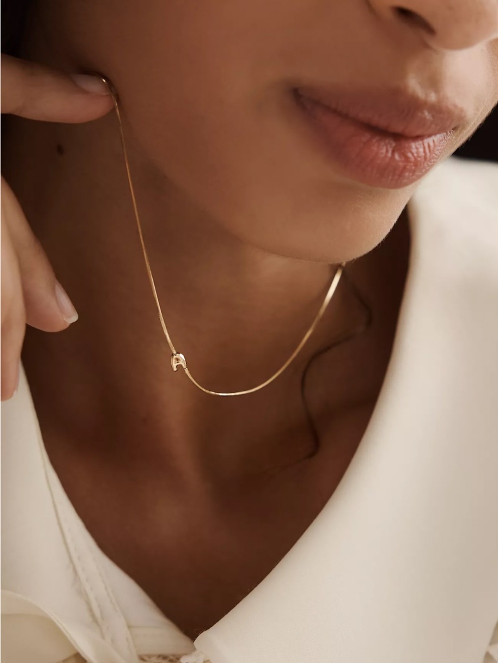 Anthropologie Barely There Bubble Monogram A Necklace